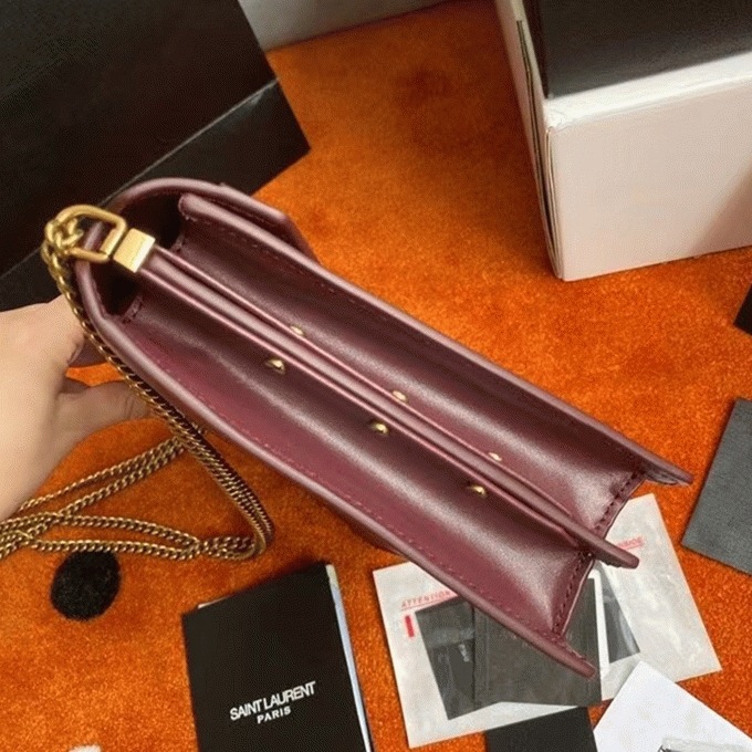 Fake Saint Laurent Cassandra Medium Chain Bag Bordeaux