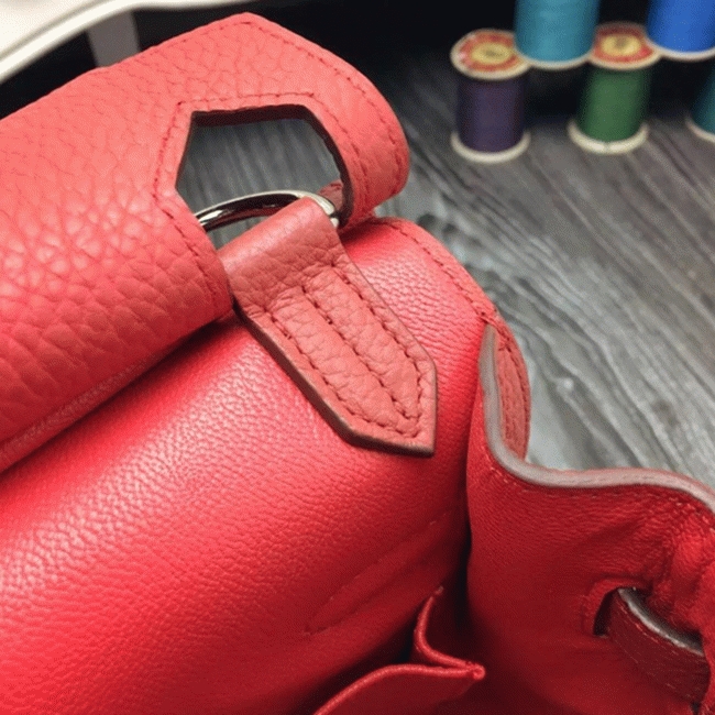 Large red fake Hermes Jypsiere 34cm handbag
