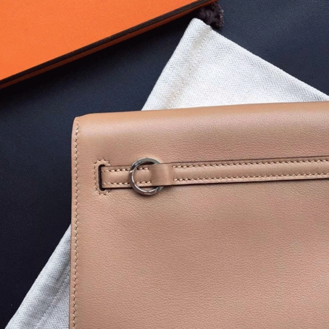 Brown Swift Leather High Quality Replica Hermes Kelly Danse Classic Purse