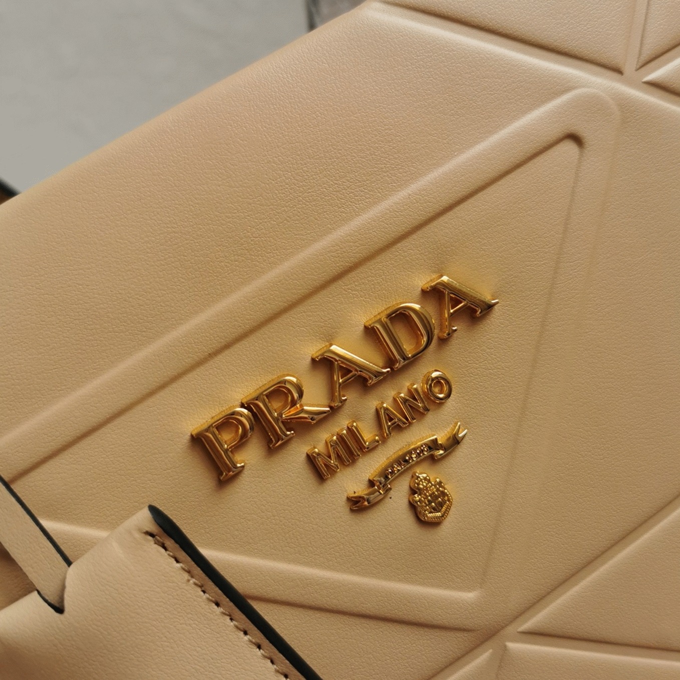 Prada Symbole Small Bag Imitation with Topstitching in Beige