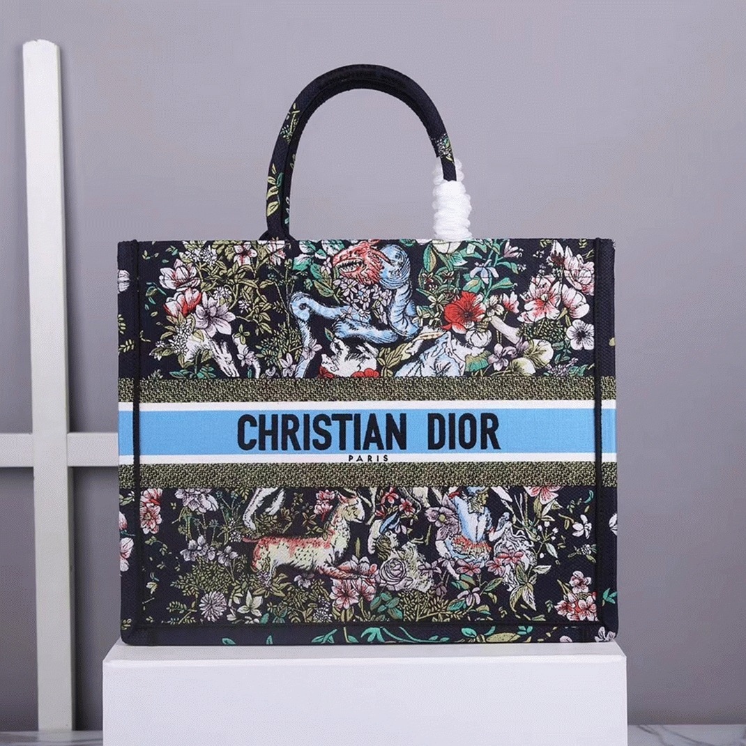 Dior Large Book Tote Bag Fake in Blue D-Constellation Embroidery