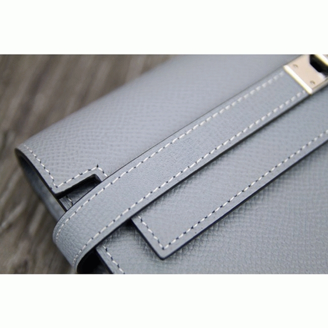 Blue lin knockoff Hermes Kelly Longue wallet