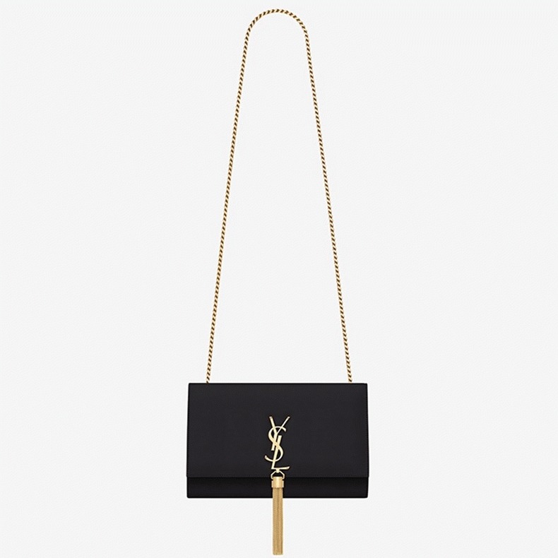 Fake Saint Laurent Kate Medium Tassel Bag Black Smooth Leather