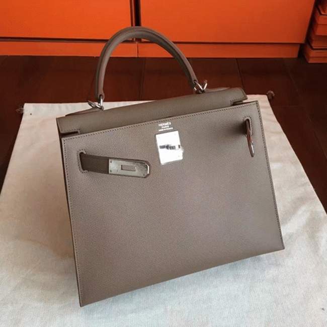 Etoupe Epsom Replica Luxury Hermes Kelly 32cm Sellier Elegant Tote