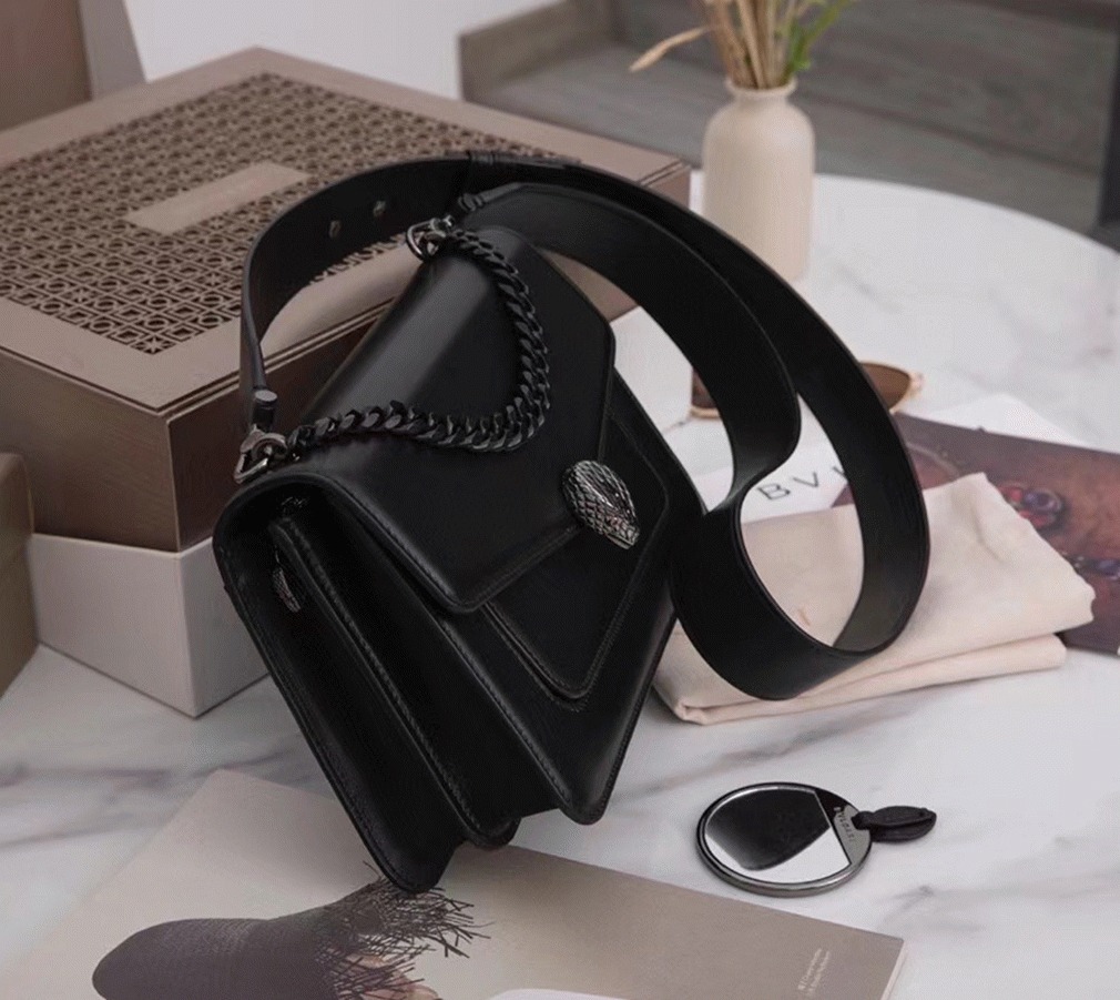Fake Bvlgari Serpenti Forever Medium Crossbody Bag with Chain Noir