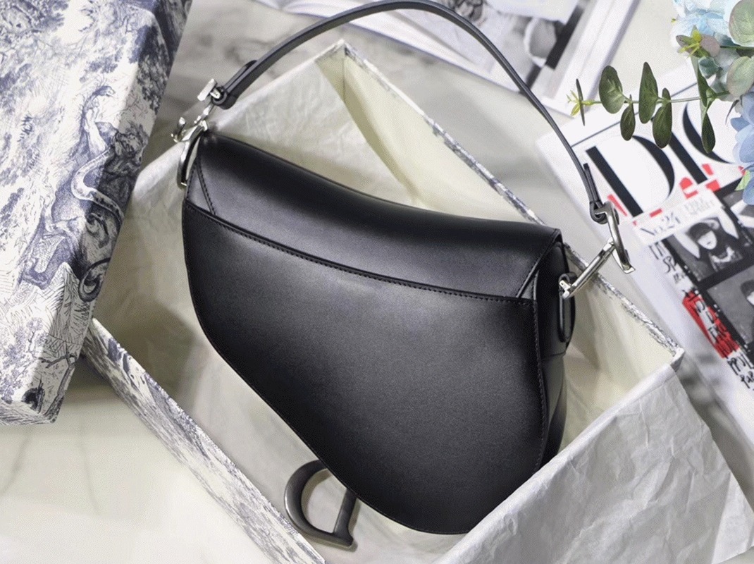 Dior Saddle Bag Replica in Black Soft Calfskin