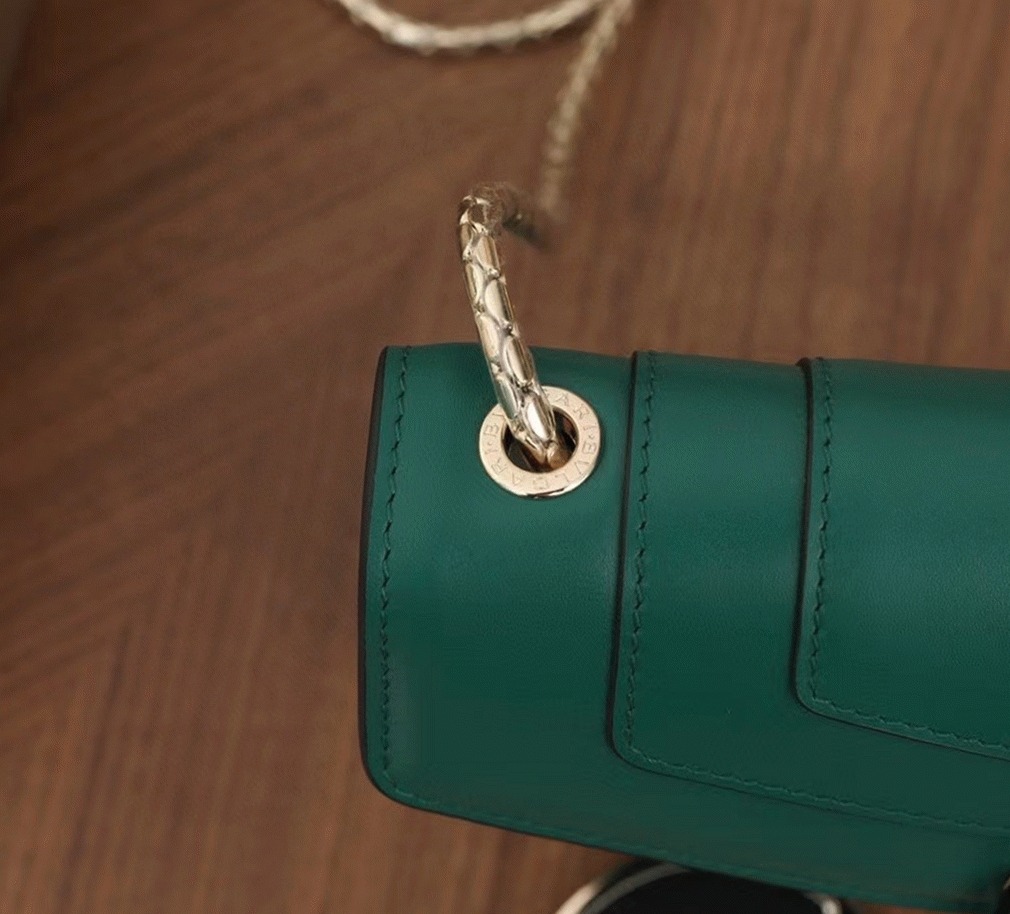 Fake Bvlgari Serpenti Forever Small Crossbody Bag Green Leather