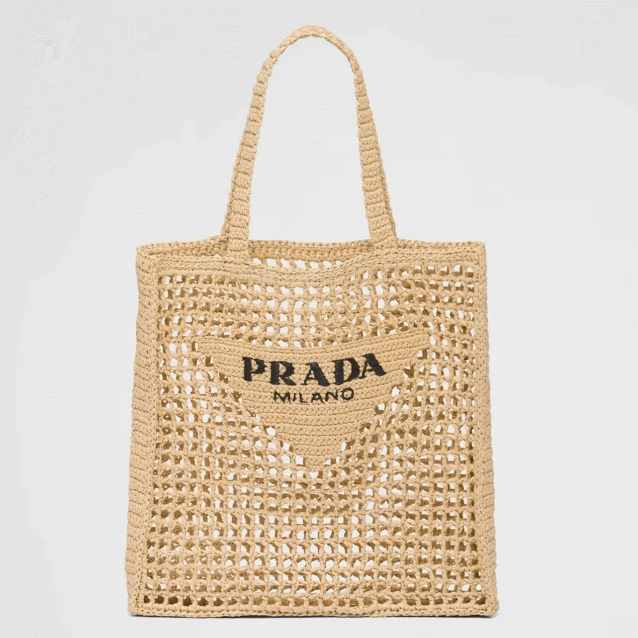 Prada Small Tote Bag Fake in Beige Woven Raffia