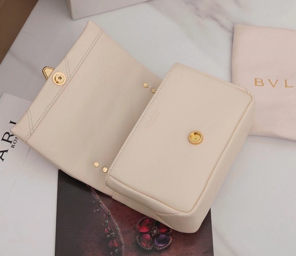Knockoff Bvlgari Serpenti Cabochon Mini Bag White Calfskin
