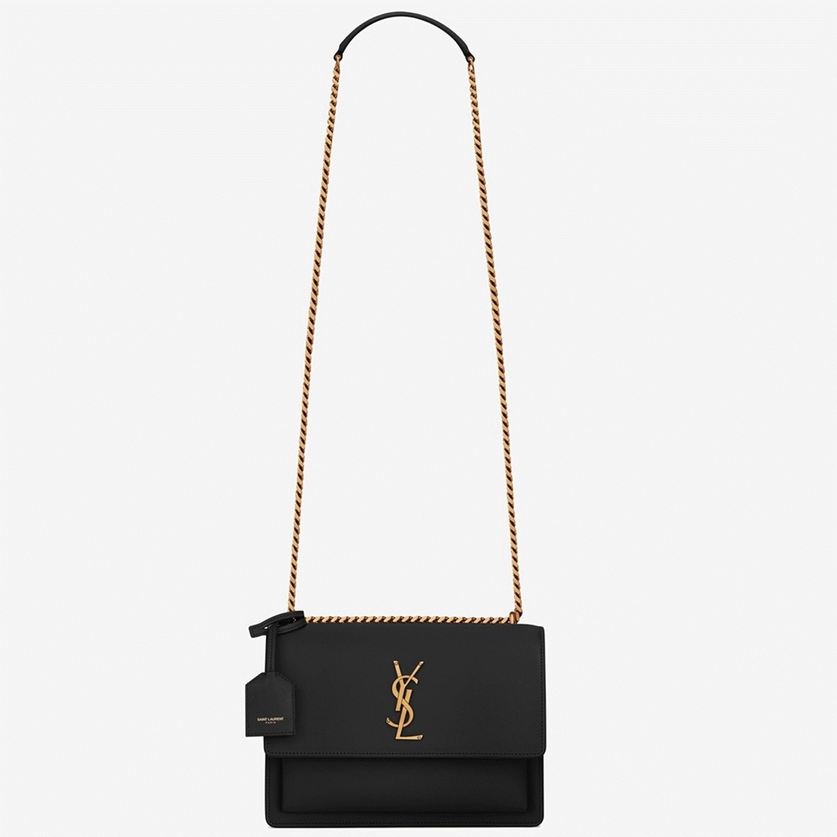 Knockoff Saint Laurent Sunset Medium Chain Bag Black Calfskin
