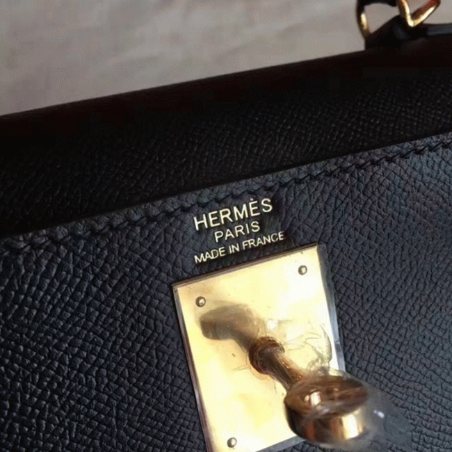 Black Epsom Fake Hermes Kelly Sellier 28cm Stylish Handbag
