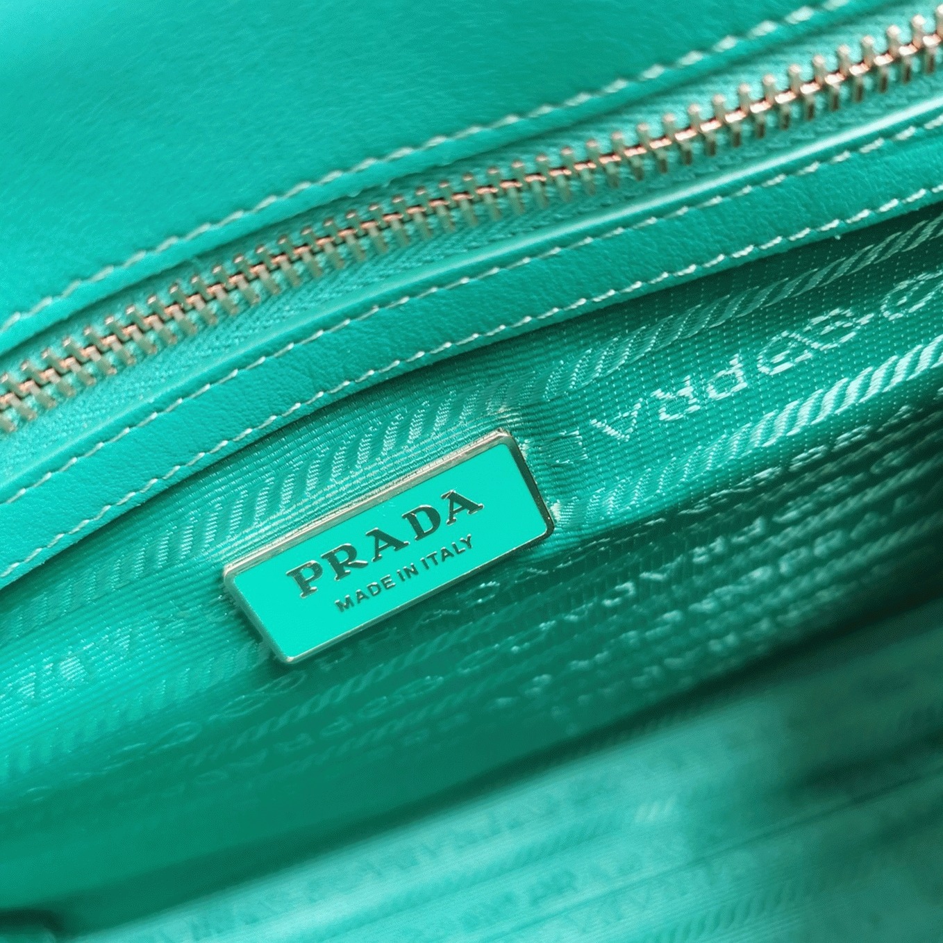 Prada Symbole Small Bag Replica in Green/White Jacquard Fabric