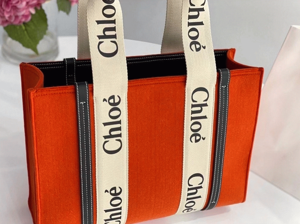 Top Quality Fake Chloe Medium Woody Tote Bag In Orange Felt