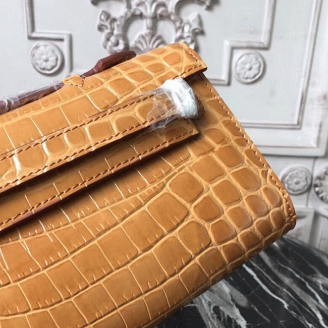 Camarel Crocodile Fake Hermes Kelly Cut Clutch Rich Color Handbag