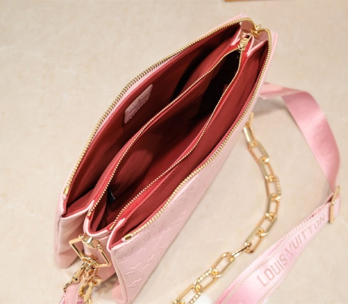 Louis Vuitton Coussin PM Bag In Light Pink With Jacquard Strap