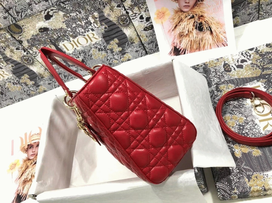 Dior Lady Dior Medium Bag Faux in Red