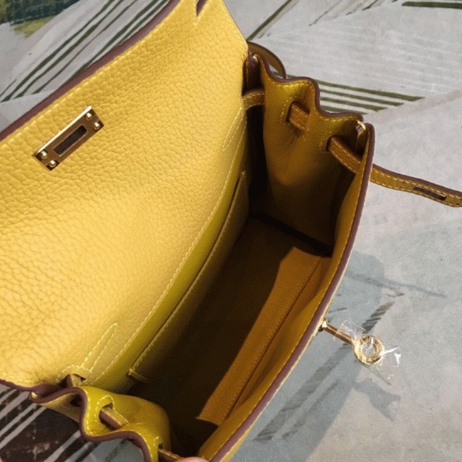 Yellow Clemence Fake Hermes Kelly Ado PM Backpack