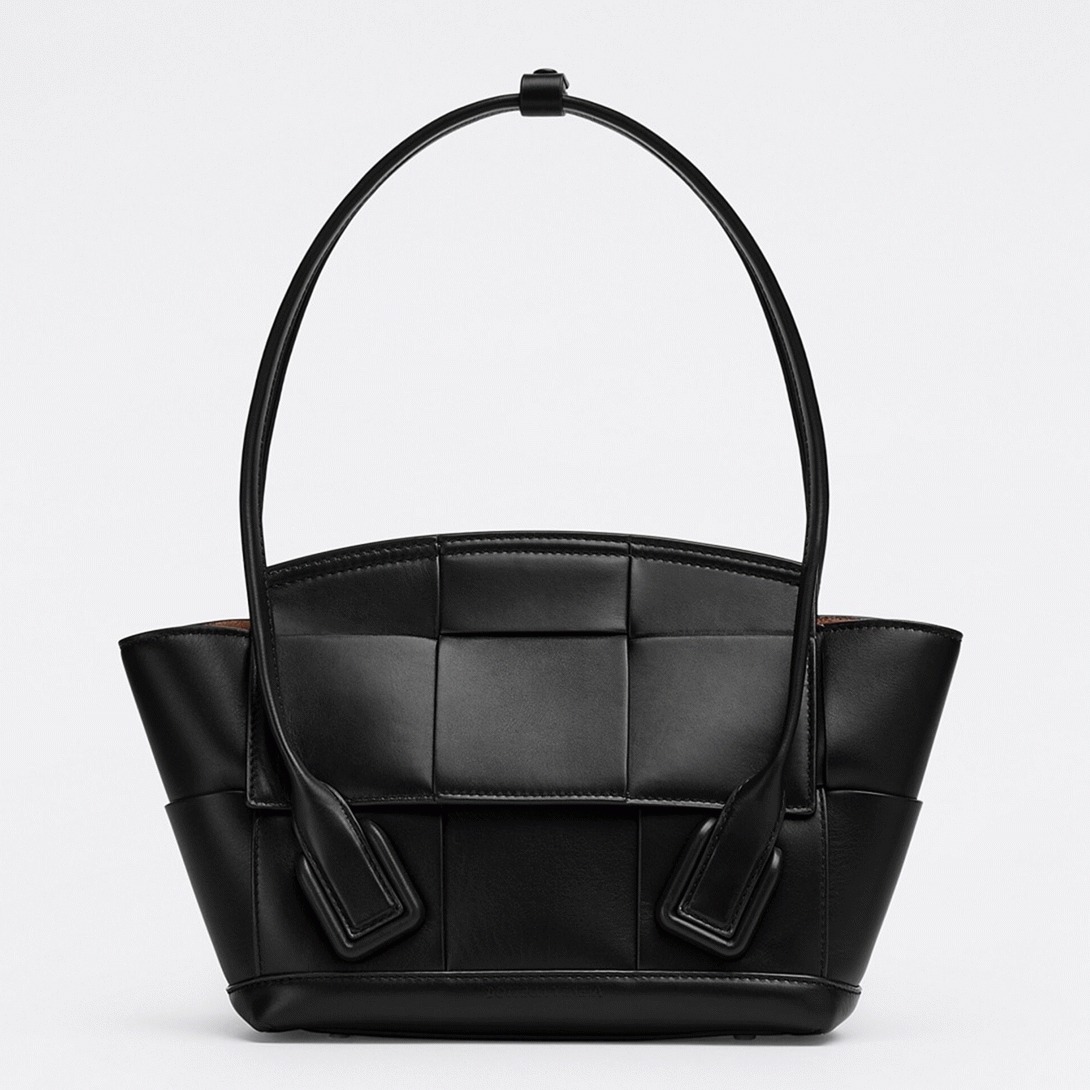 Top Quality Fake Bottega Veneta Arco Small Bag In Black Intrecciato Calfskin