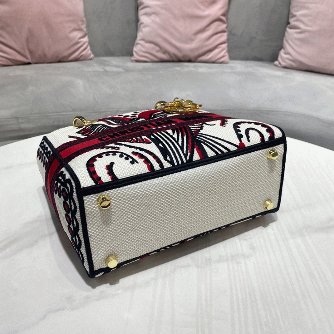 Dior Lady D-Lite Medium Bag Faux in Mille Fleurs Embroidery