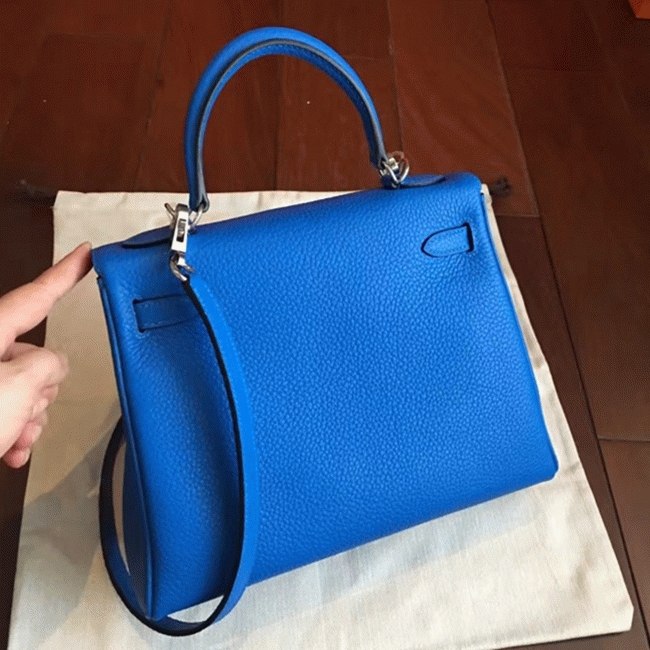 Blue Clemence Replica Hermes Kelly 25cm Chic Tote