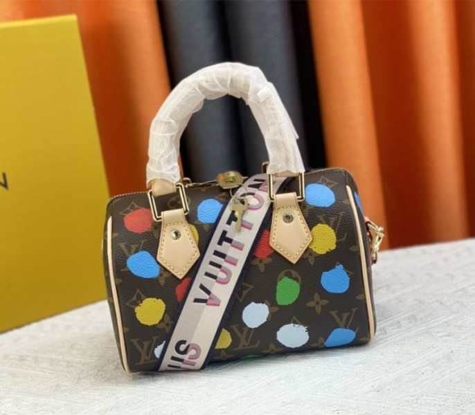 Louis Vuitton X YK Monogram Canvas Speedy 20 Handbag With Textile Strap In Style 2