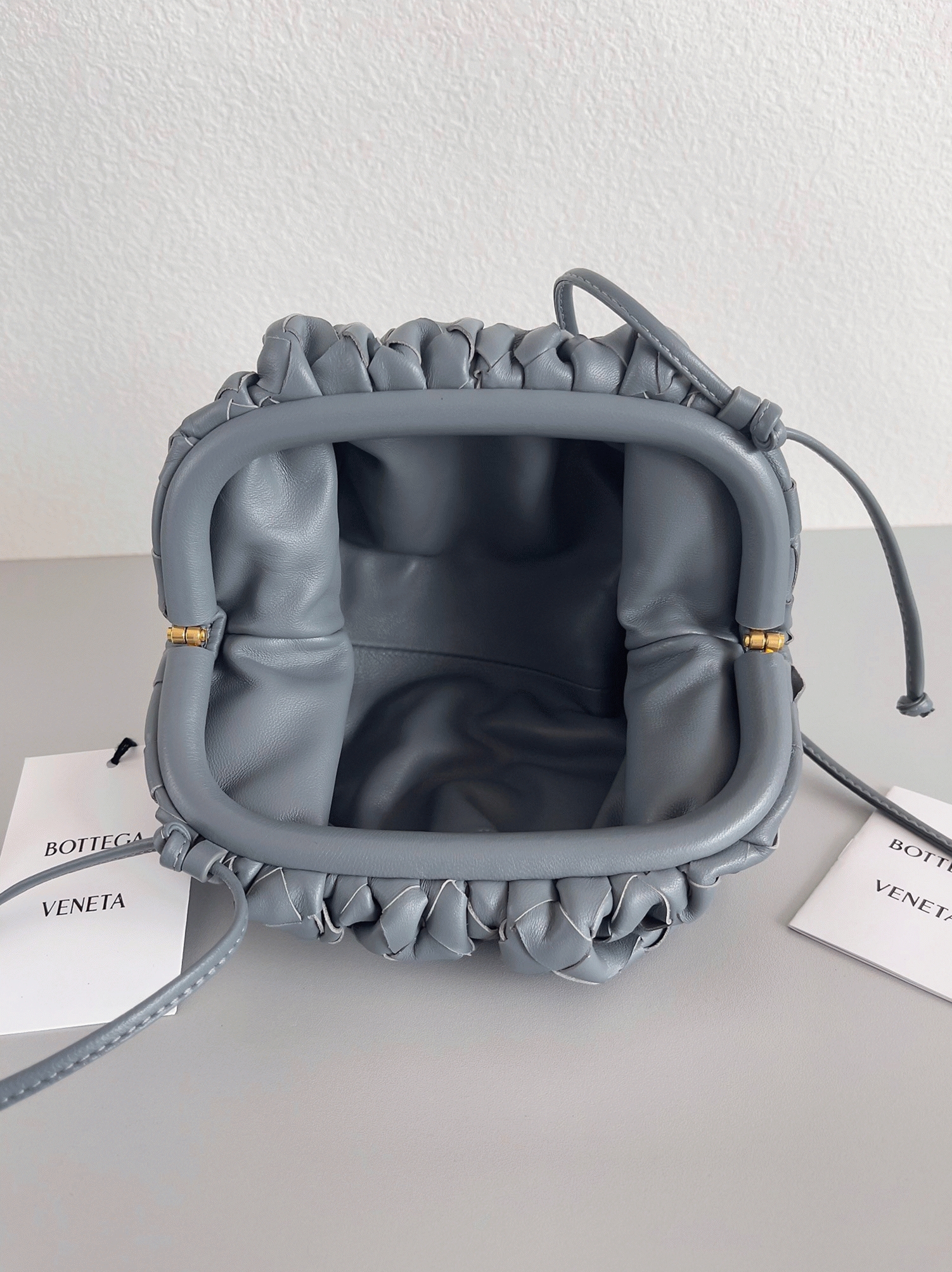 Fake Bottega Veneta Mini Pouch with Strap Thunder