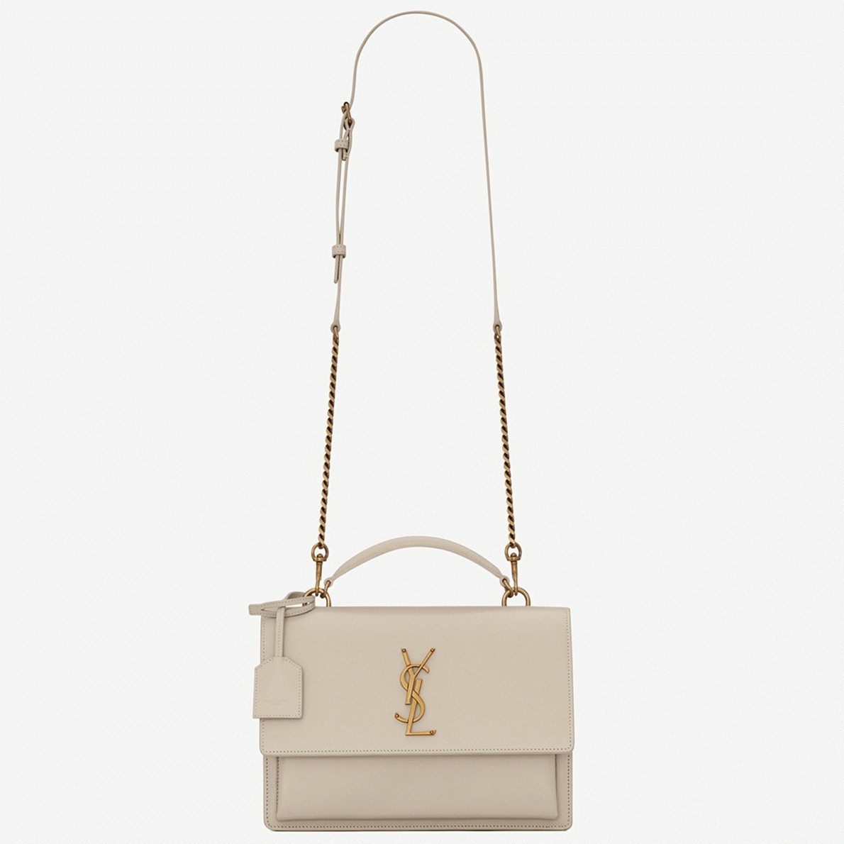 Knockoff Saint Laurent Sunset Medium Top Handle Bag White Calfskin