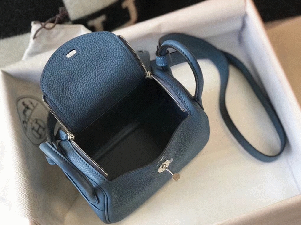 Replica Hermes Lindy Mini handbag in blue agate
