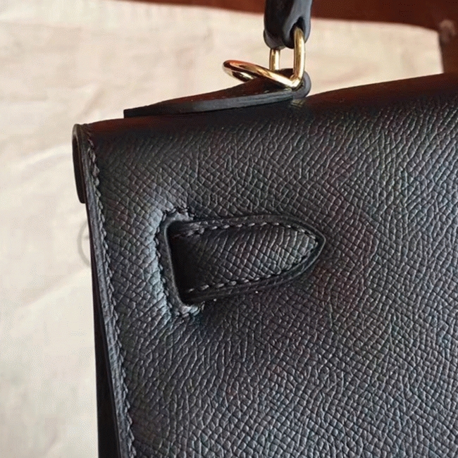 Black Epsom Fake Hermes Kelly Sellier 28cm Stylish Handbag
