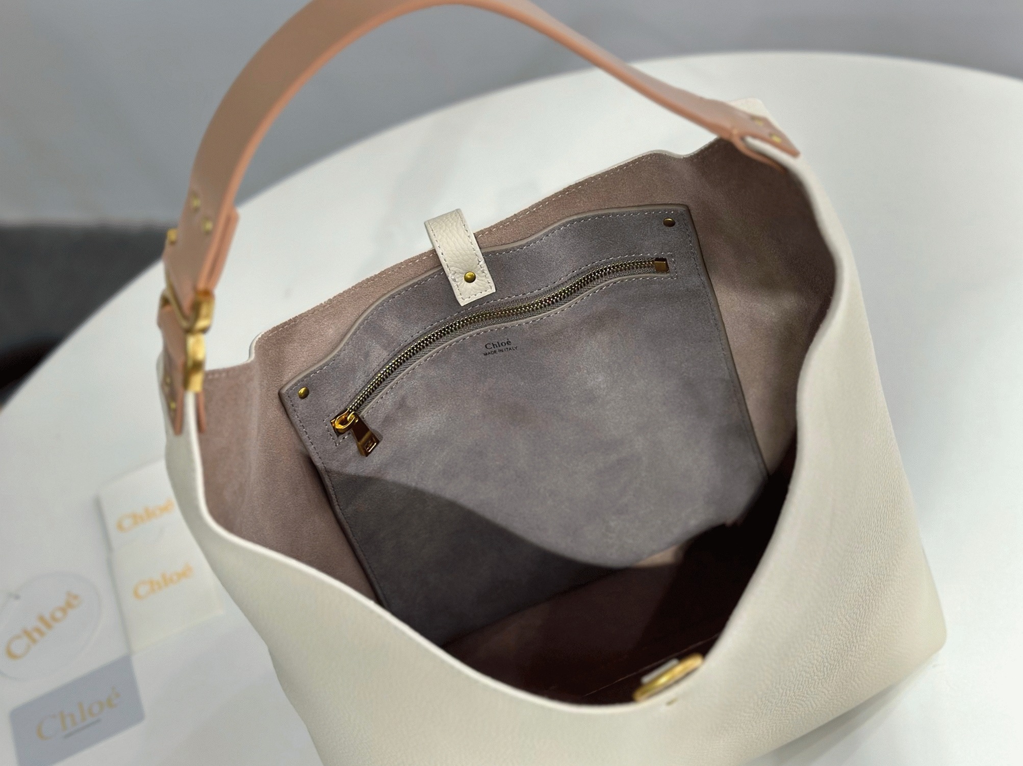 Top Quality Replica Chloe Marcie Hobo Bag in White Grained Leather