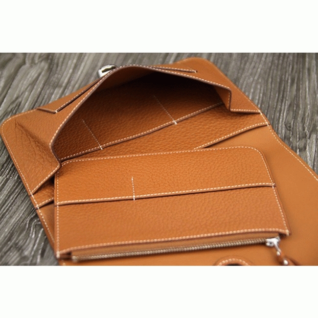 Brown best replica Hermes Dogon combine wallet