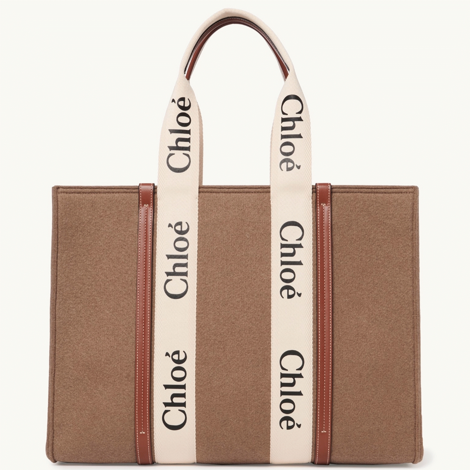 Top Quality Replica Chloe Medium Woody Tote Bag In Brown Felt