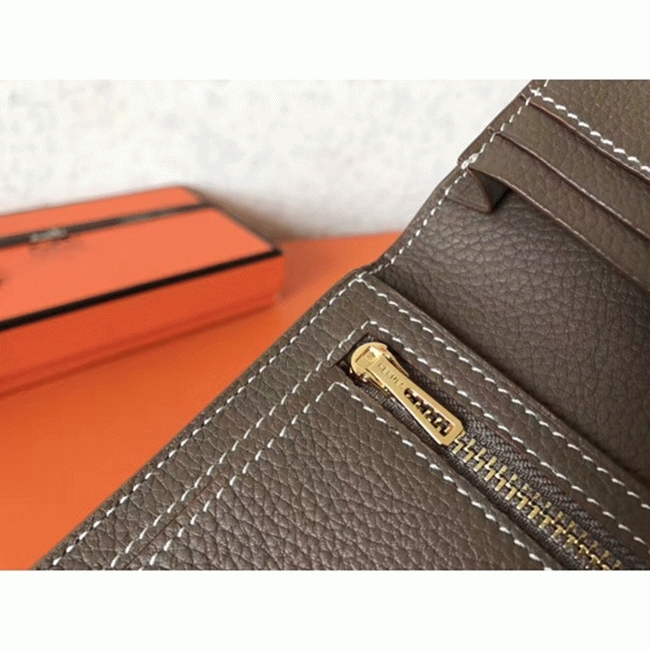 Taupe Clemence Fake Luxury Hermes Bearn Wallet