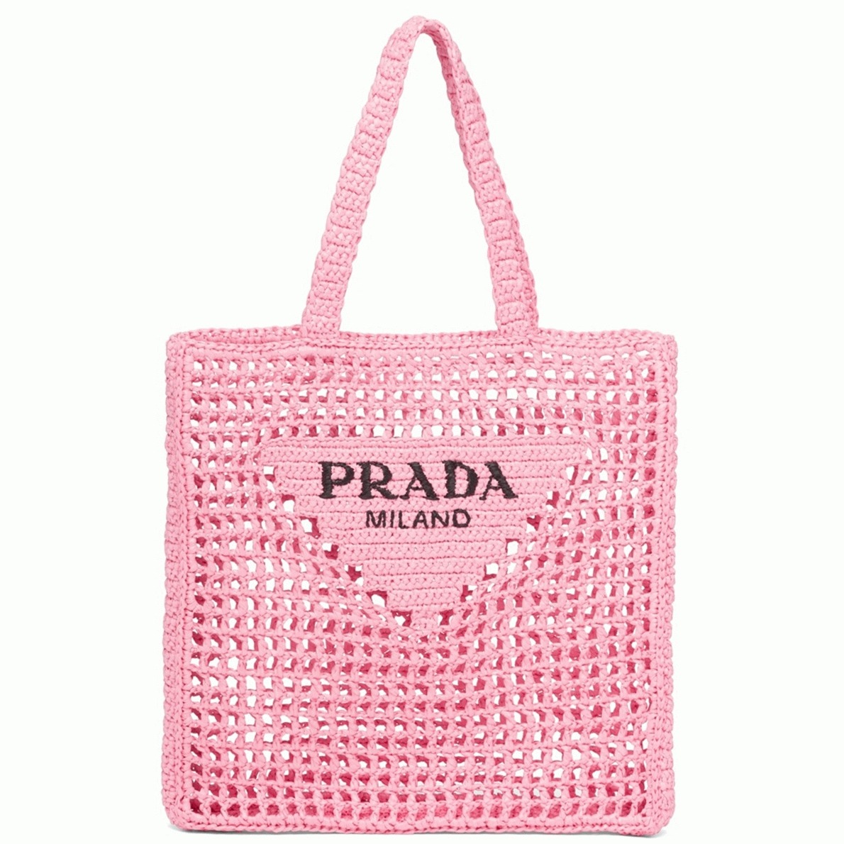 Prada Small Tote Bag Imitation in Pink Woven Raffia