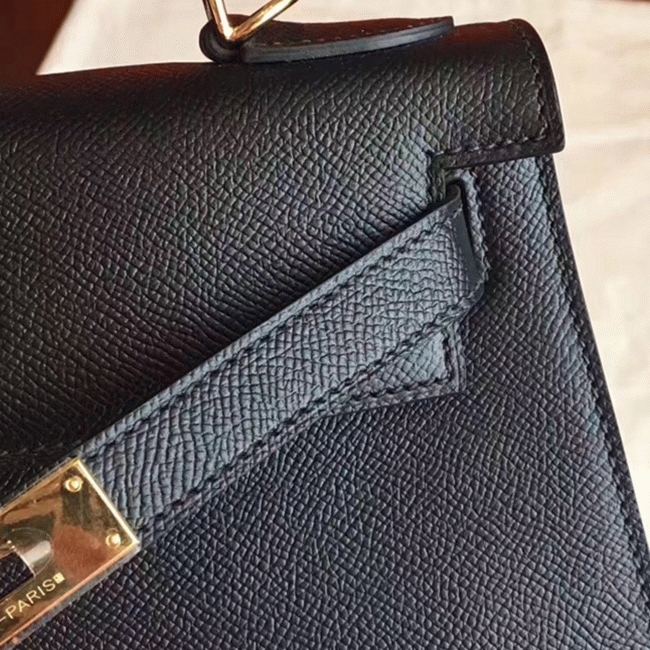 Black Epsom Fake Hermes Kelly Sellier 28cm Stylish Handbag