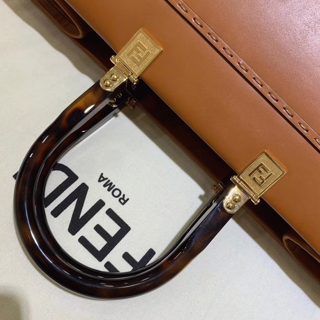 Top Quality Replica Fendi Sunshine Large Tote Bag In Brown Calfskin