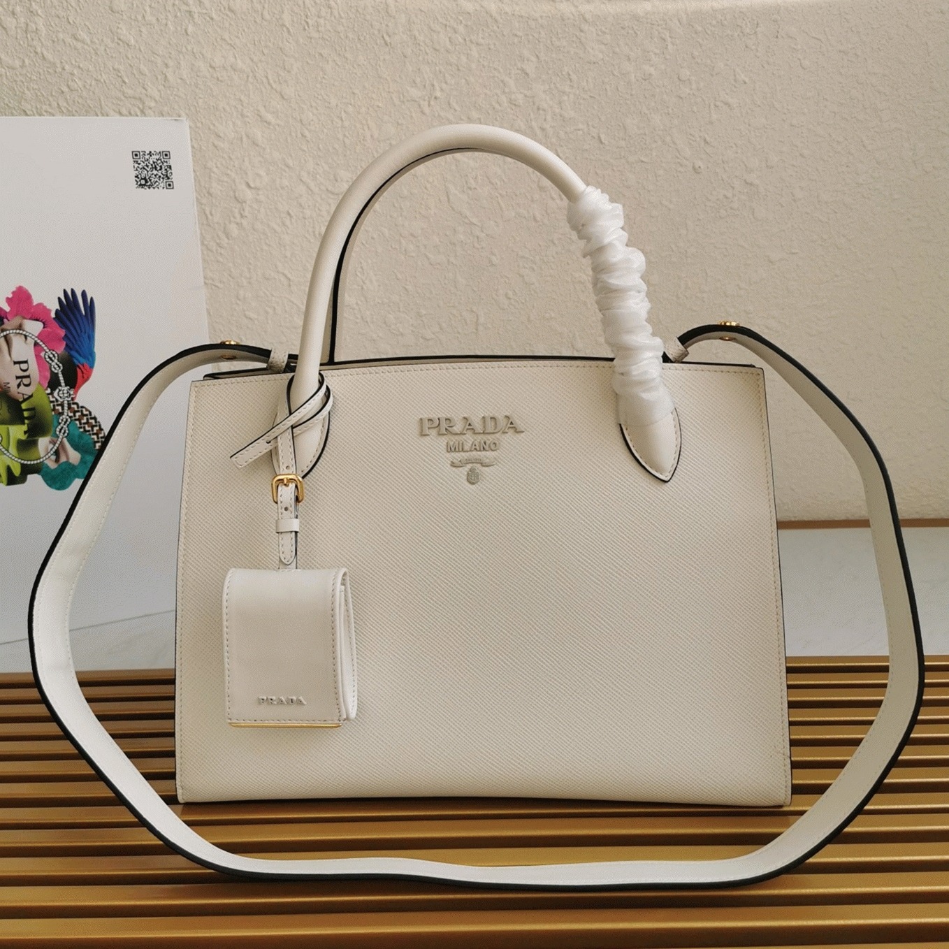 Prada Monochrome Medium Bag Fake in White