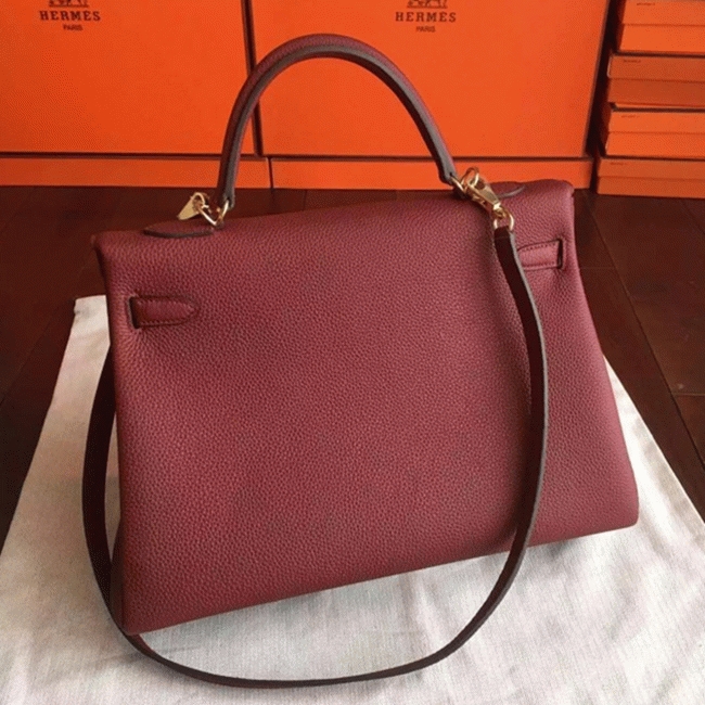 Bordeaux Clemence Replica Hermes Kelly 35cm Rich Color Bag