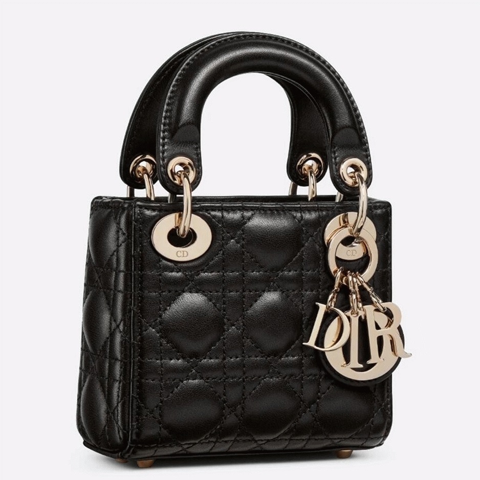 Dior Lady Dior Micro Bag Fake in Black Cannage Lambskin