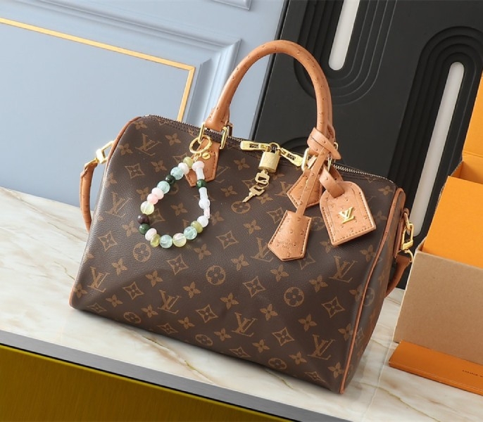 Louis Vuitton Monogram Canvas Soft Speedy 30 Boho Handbag In Tan