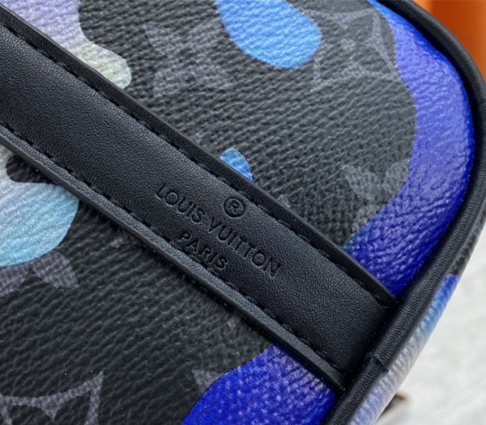 Louis Vuitton Monogram Eclipse Keepall Bandouliere 25 Travel Bag In Blue And Purple Sunrise