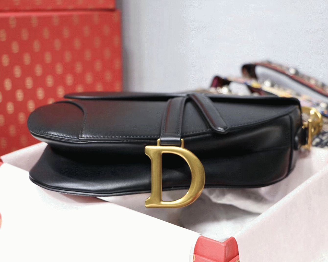 Dior Saddle Bag Fake in Black Smooth Calfskin