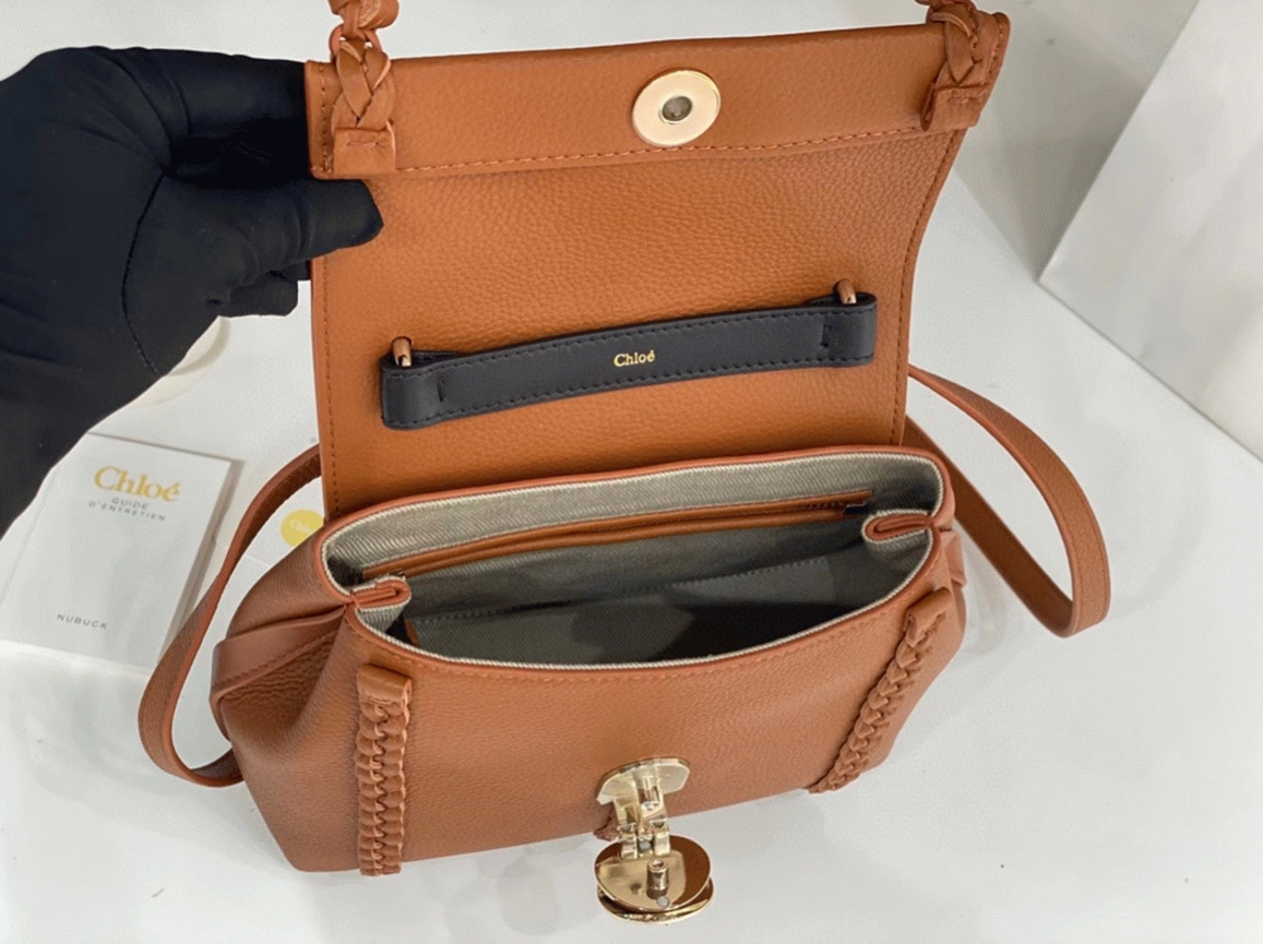 Top Quality Fake Chloe Penelope Small Shoulder Bag in Brown Grained Calfskin