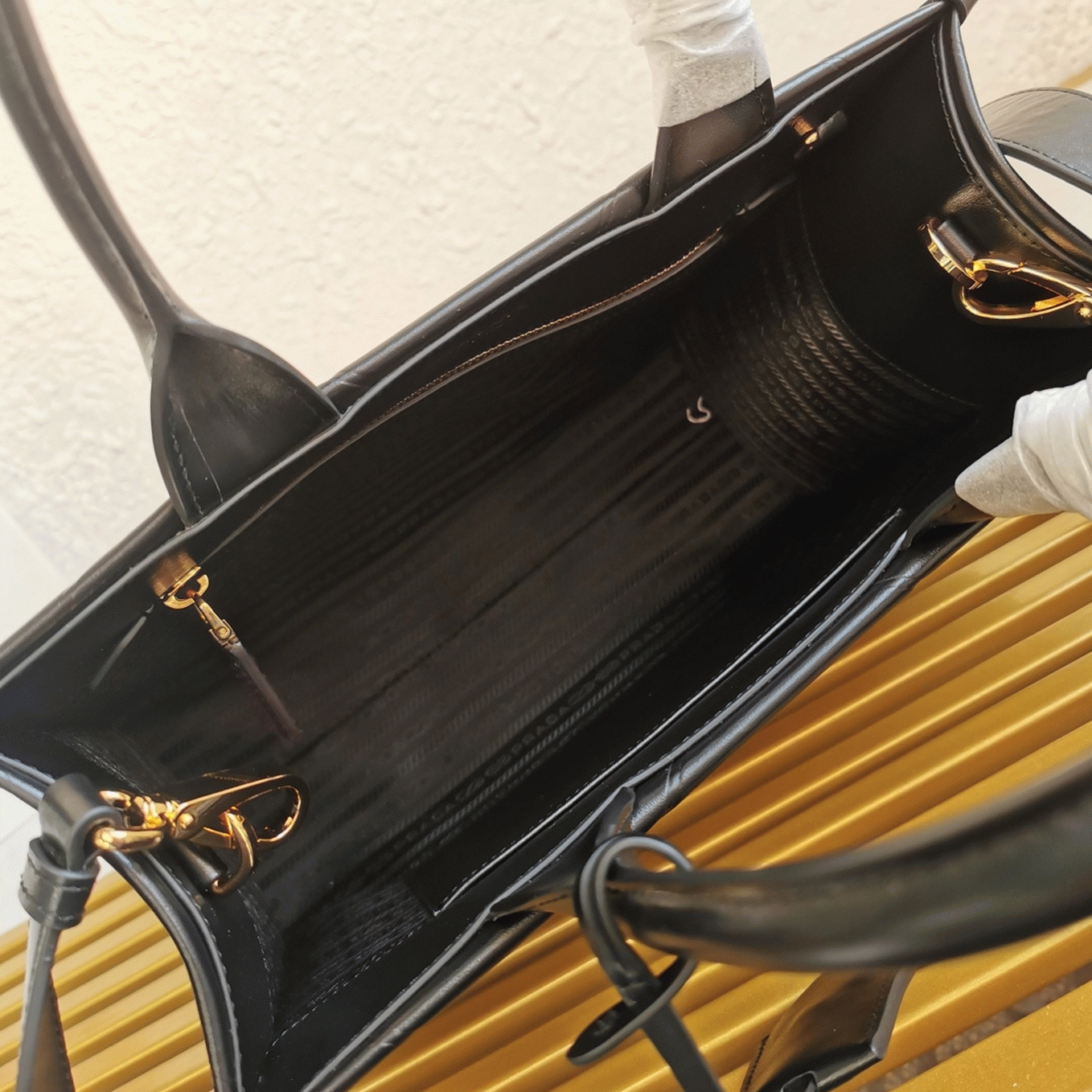 Prada Symbole Small Bag Fake with Topstitching in Black