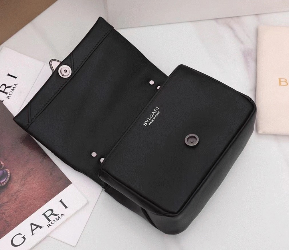 Fake Bvlgari Serpenti Cabochon Mini Bag Black Calfskin