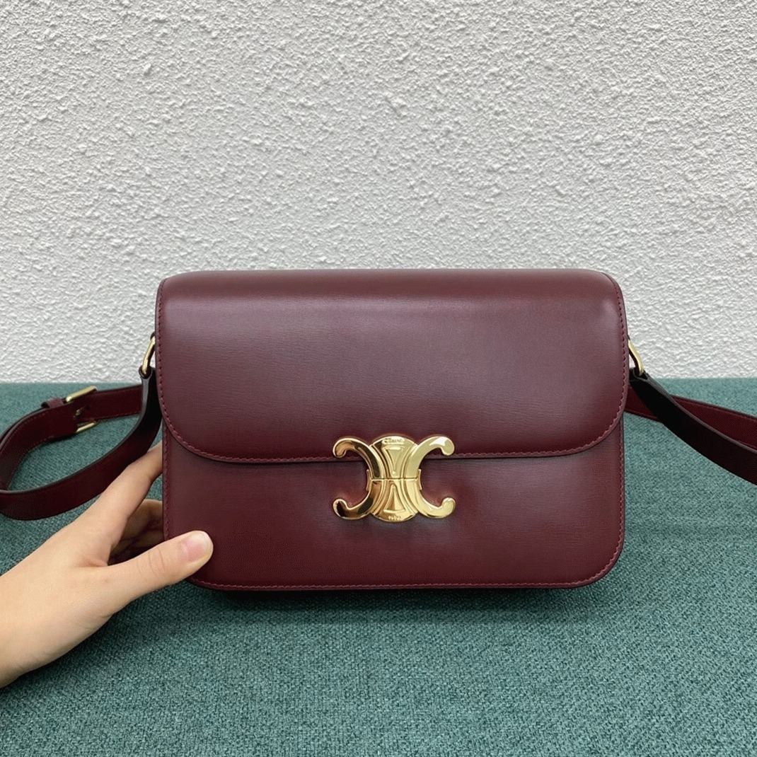 Top Quality Replica Celine Triomphe Medium Bag In Bordeaux