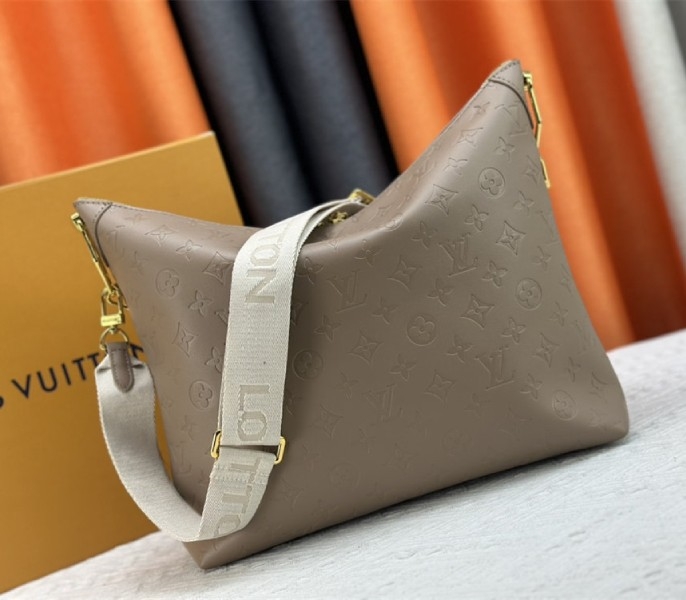 Louis Vuitton Monogram Empreinte Coussin MM Hobo In Galet Gray