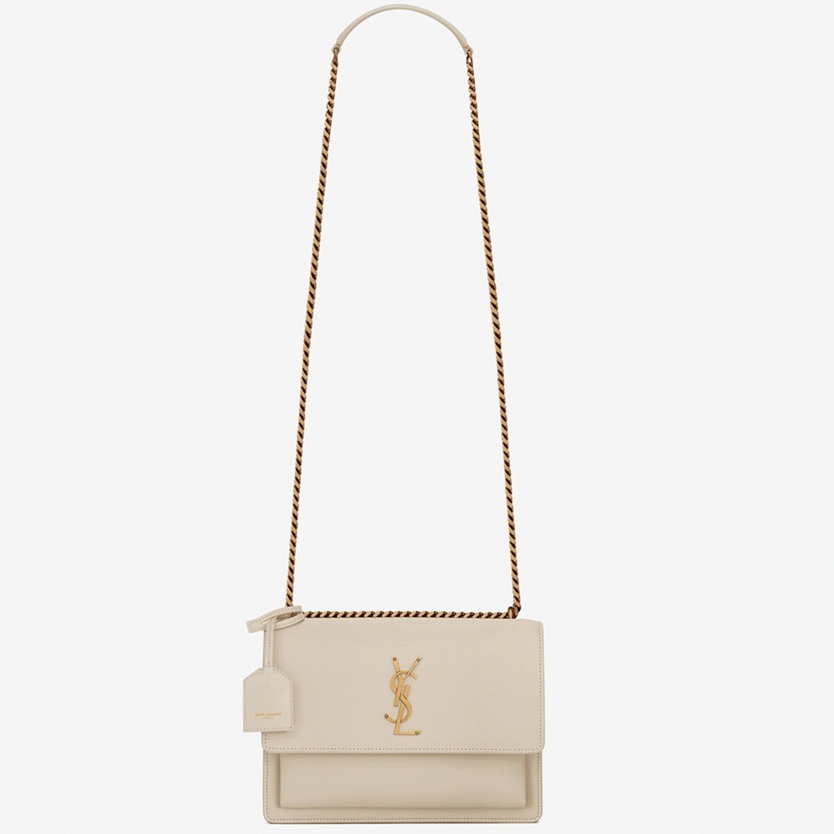 Knockoff Saint Laurent Sunset Medium Chain Bag White Calfskin