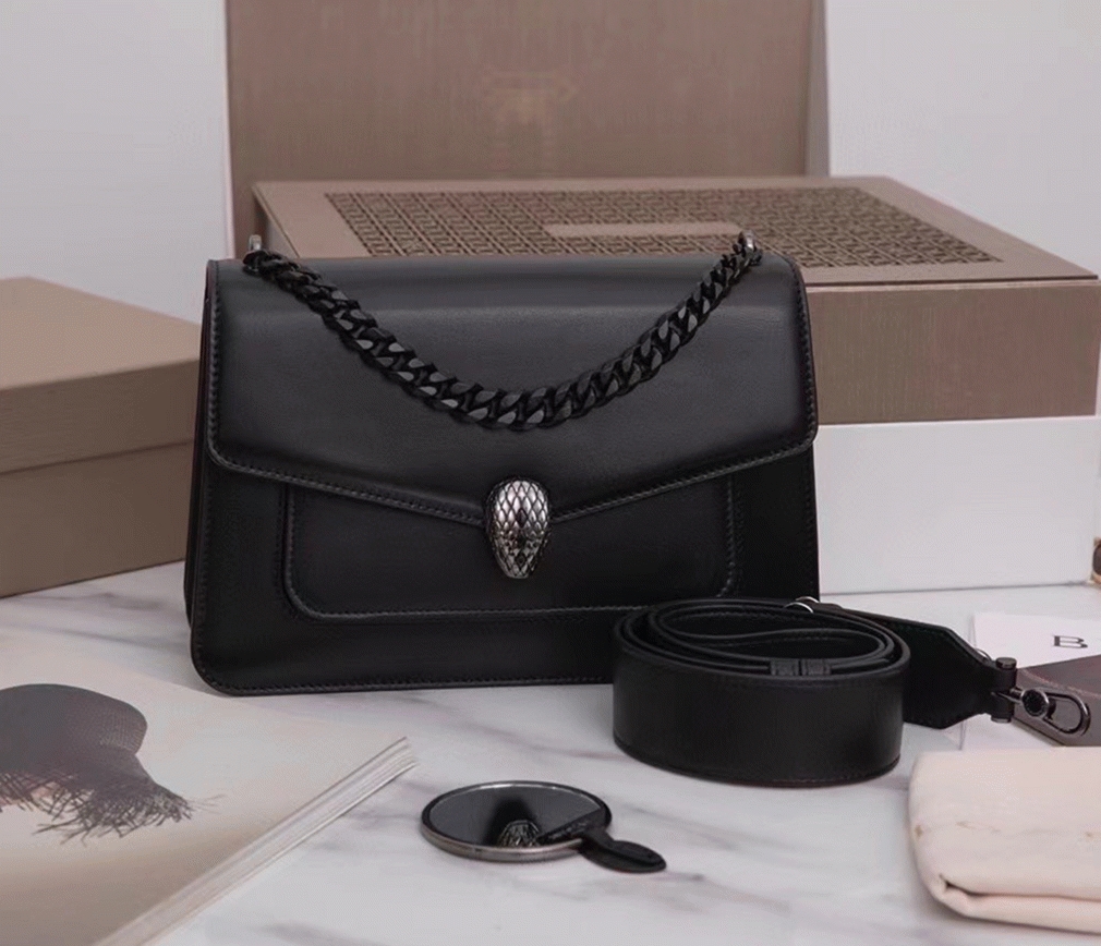 Fake Bvlgari Serpenti Forever Medium Crossbody Bag with Chain Noir