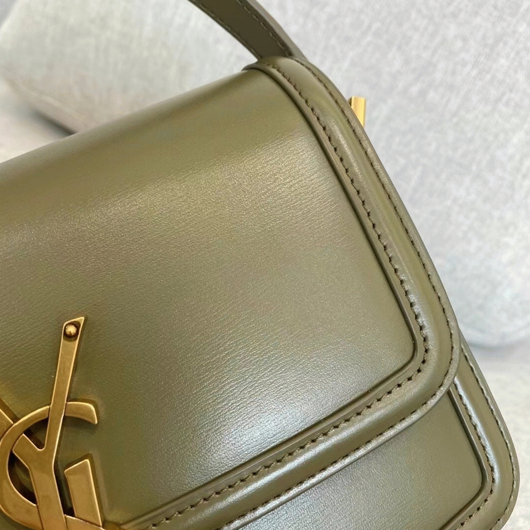 Fake Saint Laurent Small Solferino Bag Khaki Green Calfskin